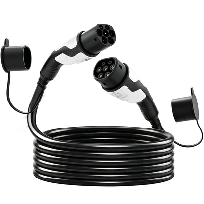 Câble de Recharge Voiture Électrique Type 2 22kw Triphasé Mode 3 Rallonge Cable Recharge Rapide 5m Assuré par PICC Noir