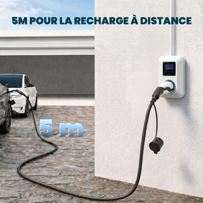 Câble de Recharge Voiture Électrique Type 2 22kw Triphasé Mode 3 Rallonge Cable Recharge Rapide 5m Assuré par PICC Noir